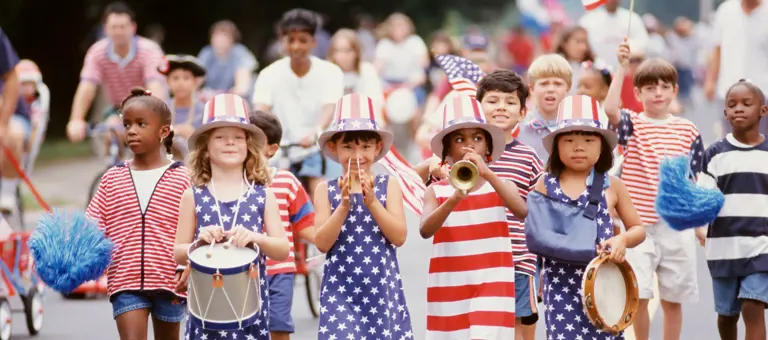 Children marching in 4th of July parade