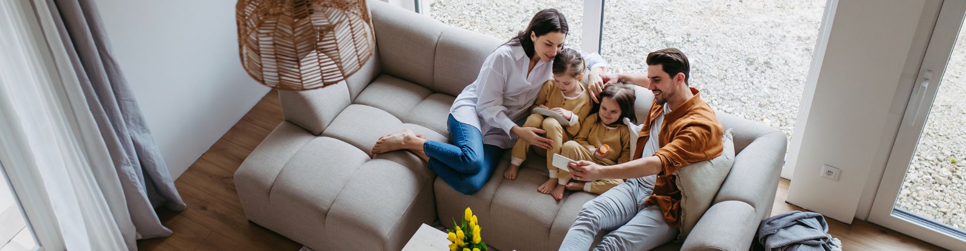 Family on a sofa