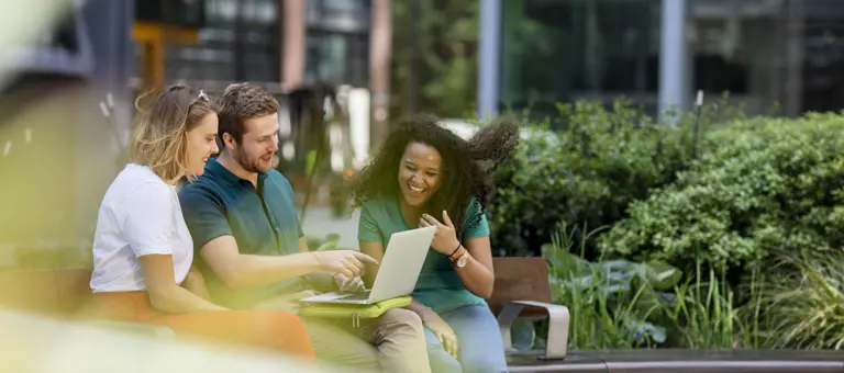 Group of colleagues sitting outside