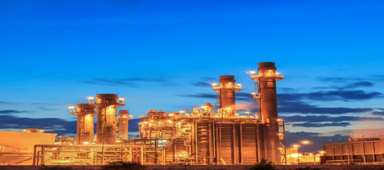 A power station at night