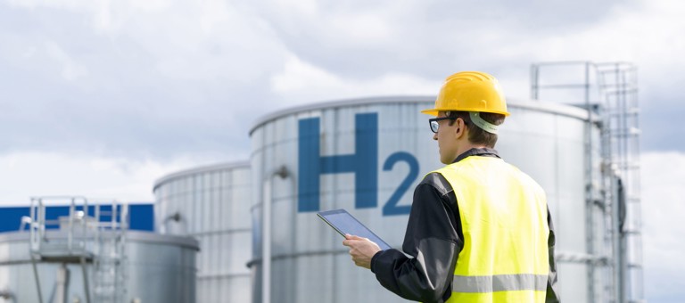 Worker in a hydrogen facility