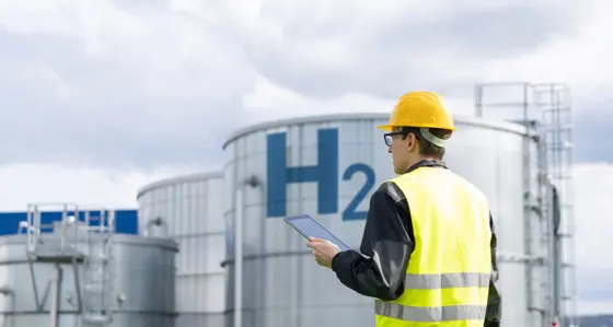 Worker in a hydrogen facility