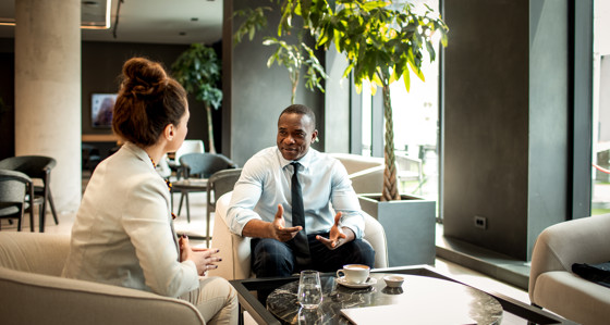 Two business people meeting