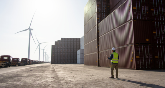 Worker at a wind power station