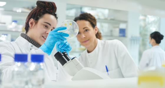 Two women working in a lab