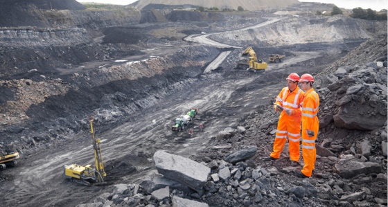 Workers at a mine