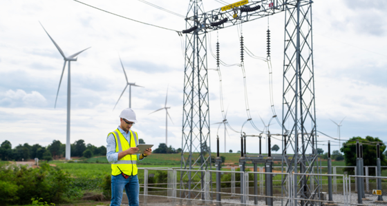 Worker at an electric facility