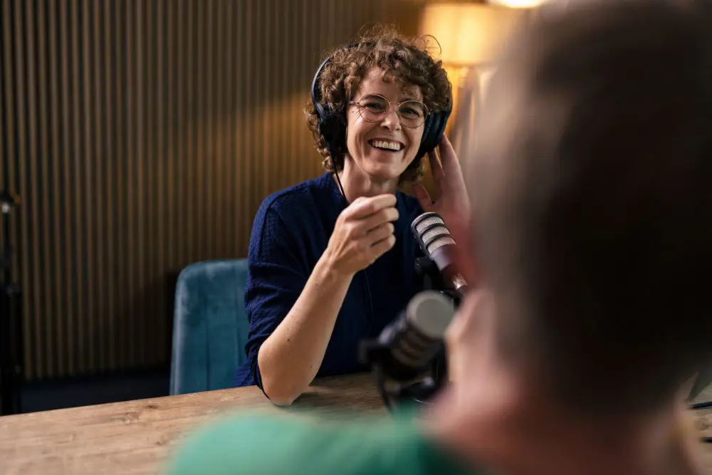 Woman in a recording studio