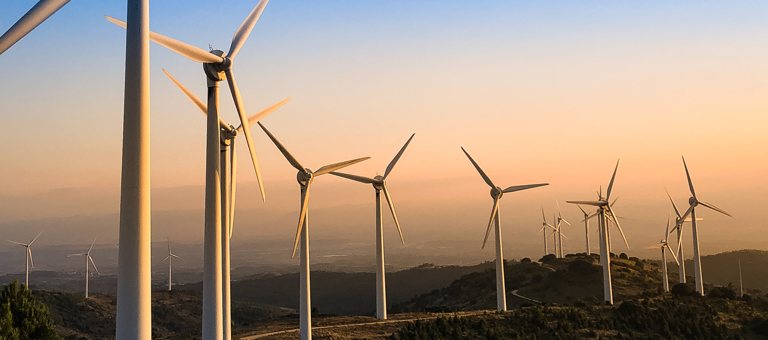Wind turbines on a hillside