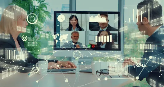 Two people attending a video conference