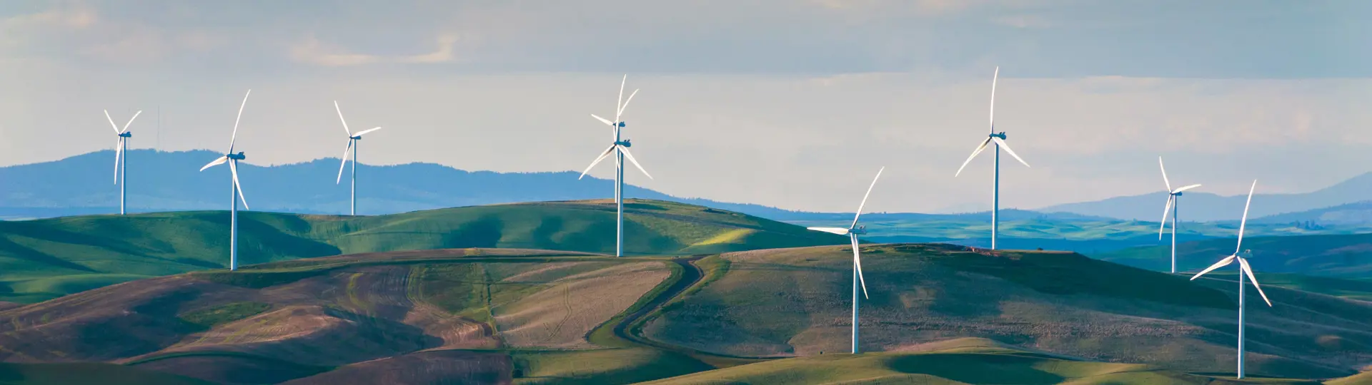 Wind Turbines in a hilly landscape