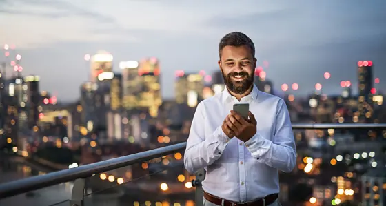Man looking at his smartphone