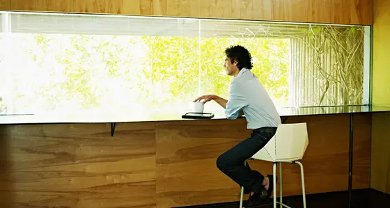 Man looking out of the window