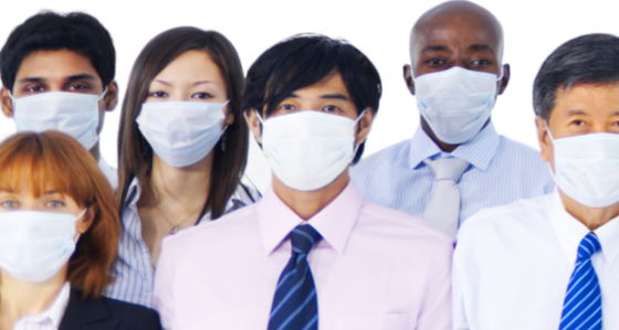 Professionals wearing facemasks