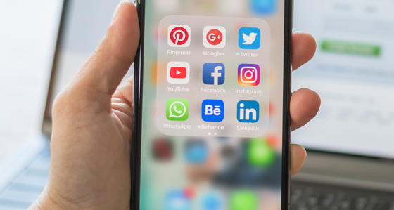 A phone with social media apps