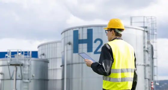 Worker in a hydrogen facility