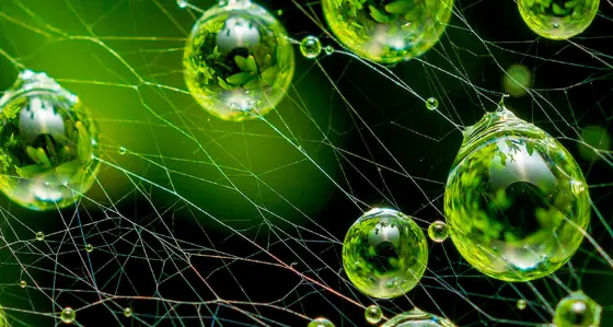 A close-up of green hydrogen particles