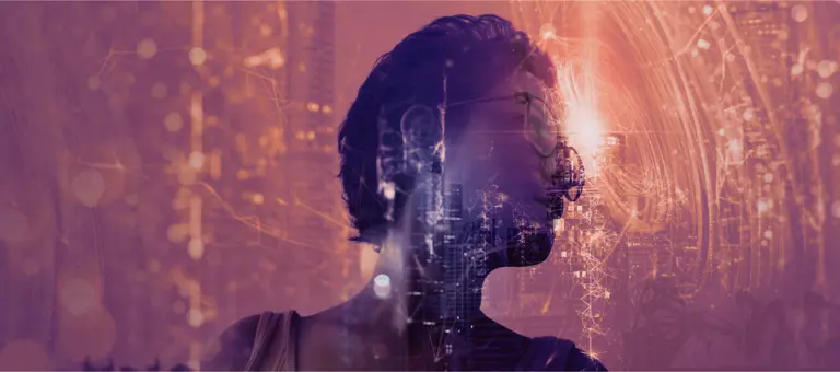 woman on technical background