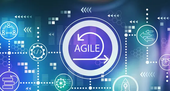 Symbols in circles with the word agile