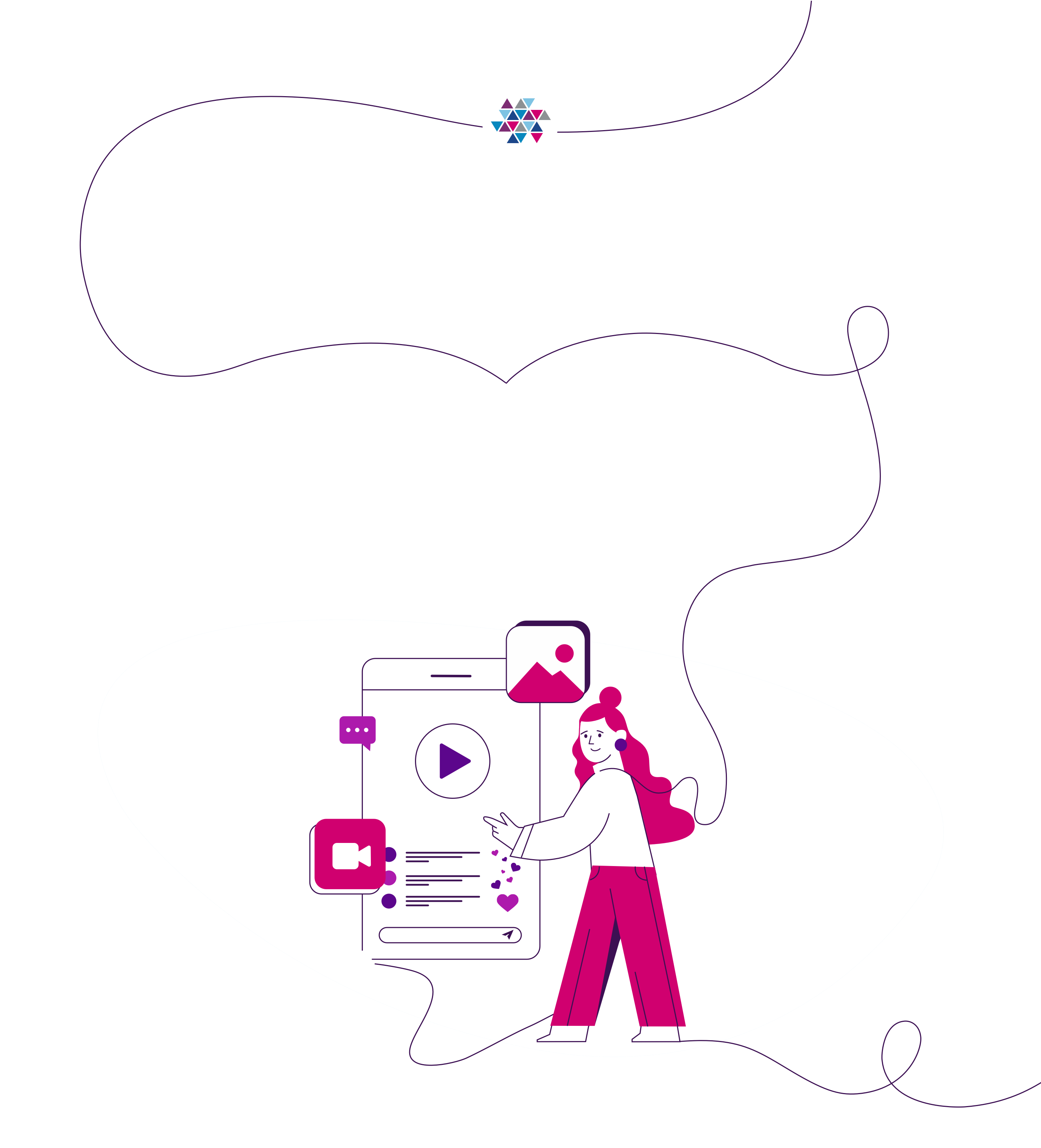 A woman tapping on a large mobile phone interface A woman tapping on a large mobile phone interface