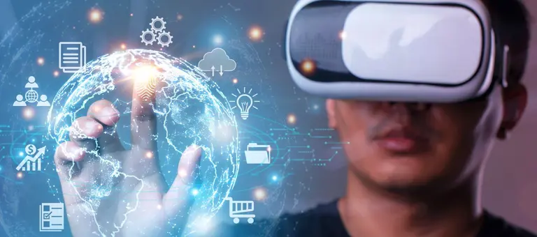 Man with Virtual Reality glasses