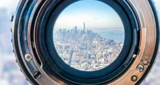 Lens focusing on New York City