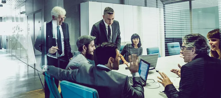 A group of professionals having a meeting