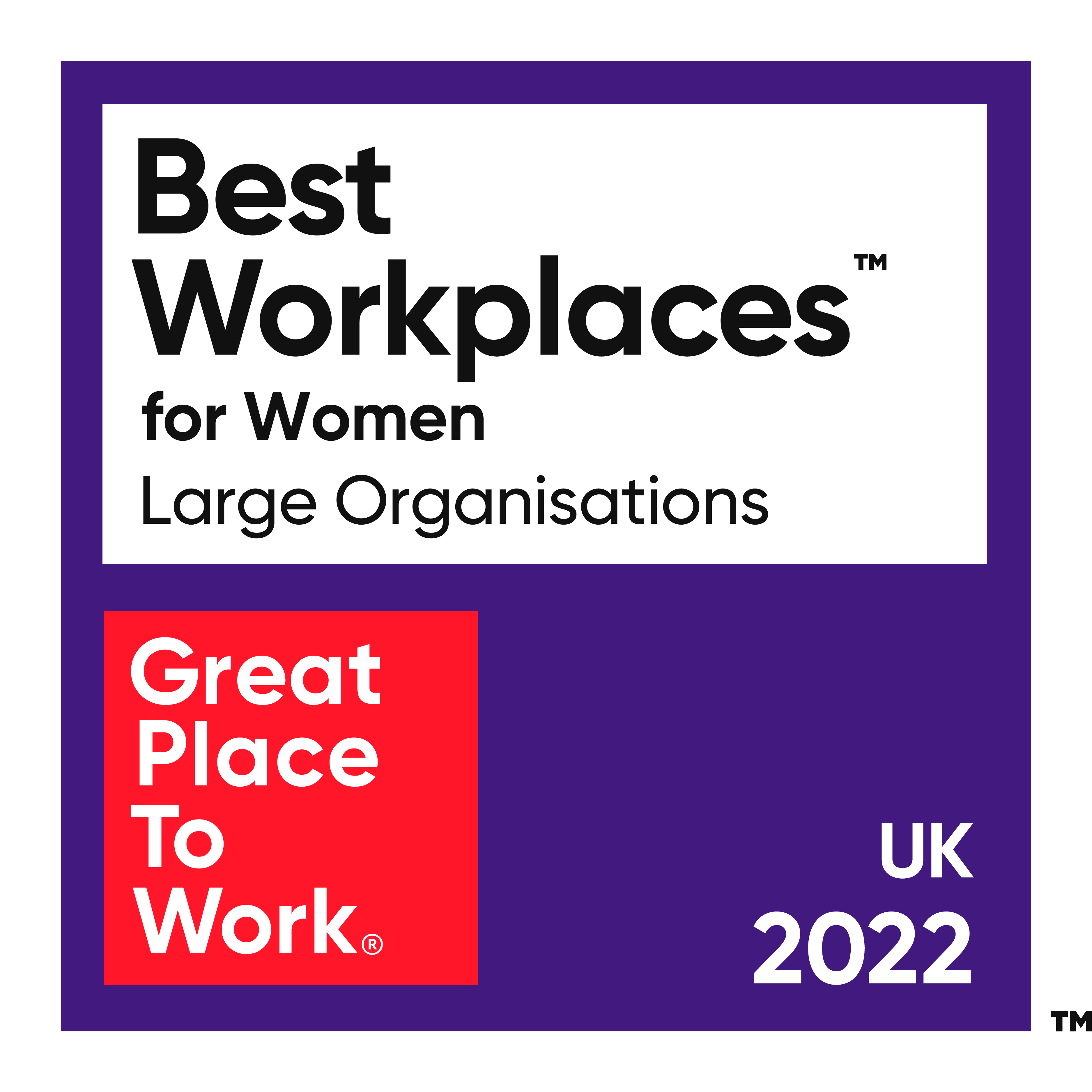 Great Place to Work Best Workplaces for Women Large Organisations Award Twenty Twenty-Two